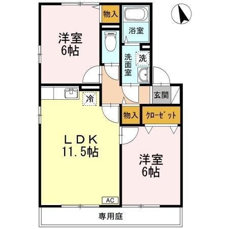 コーポKSM(2LDK/1階)の間取り写真