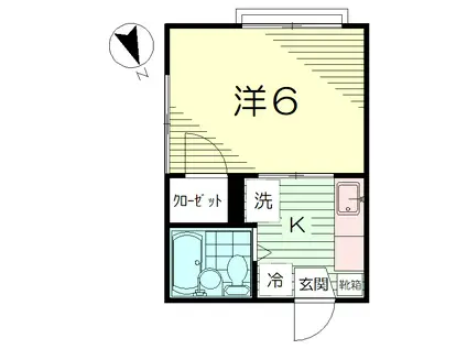 グリーンハイツII(1K/1階)の間取り写真