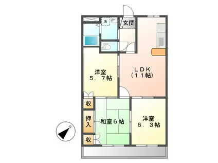 エランドールII(3LDK/2階)の間取り写真