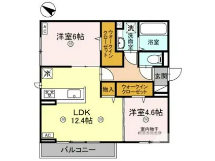グランヴェールVI(2LDK/3階)の間取り写真