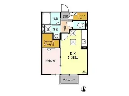 セジュールだいわ(1DK/1階)の間取り写真