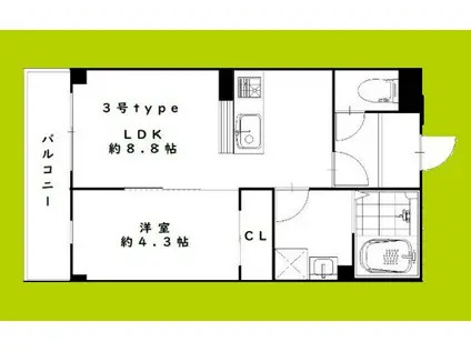 THE COLOR RESIDENCE(1LDK/3階)の間取り写真