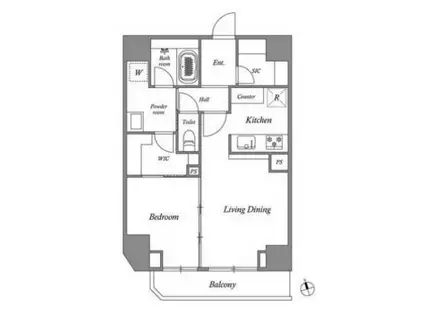 GRAN PASEO 田原町(1LDK/12階)の間取り写真