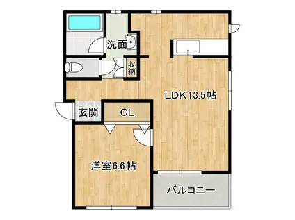 メゾン林(1LDK/1階)の間取り写真
