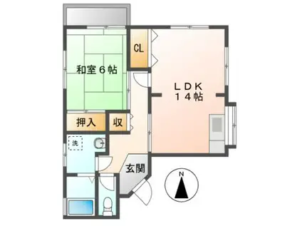 ブルーハイツ(1LDK/2階)の間取り写真