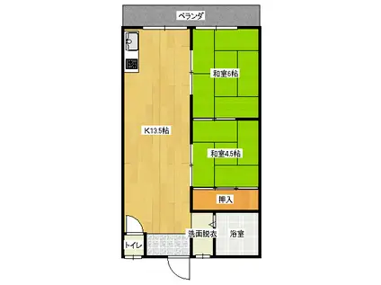 シャトー川庄(2LDK/3階)の間取り写真