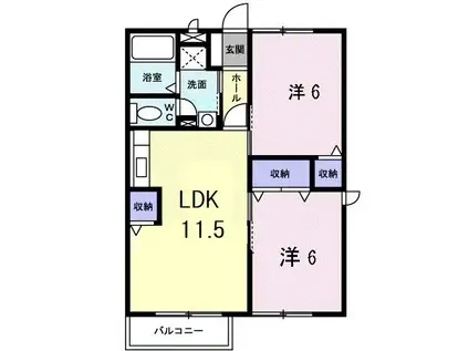 ヴェルドミール(2LDK/2階)の間取り写真