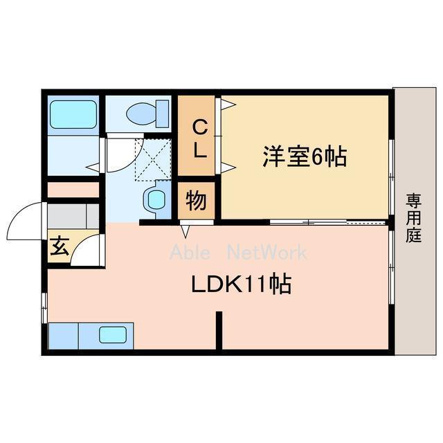 ベリィー・ブラッサム(1LDK/1階)の間取り写真
