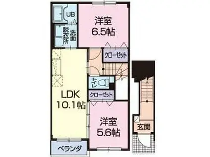 ニューアーバンA(2LDK/2階)の間取り写真