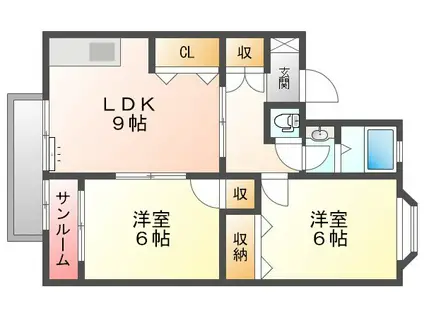 リュミエール(2LDK/1階)の間取り写真