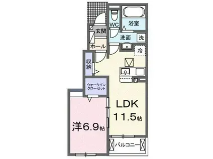 ウィステリア陽佳I(1LDK/1階)の間取り写真