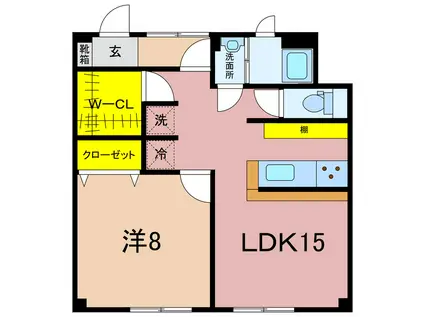 北海マンション(1LDK/1階)の間取り写真