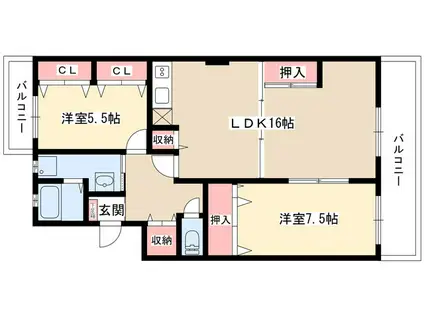 セリーヌ高針台 2号館(2LDK/3階)の間取り写真