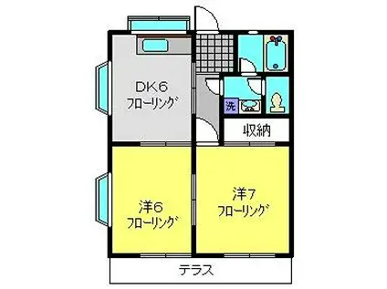ライフモリ11号館(2DK/1階)の間取り写真