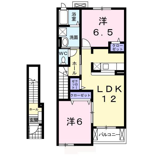 アルメリアA(2LDK/2階)の間取り写真