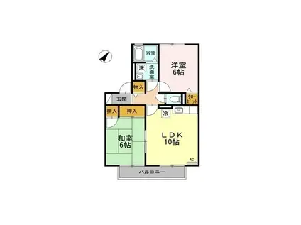 セジュール藤乃(1LDK/2階)の間取り写真