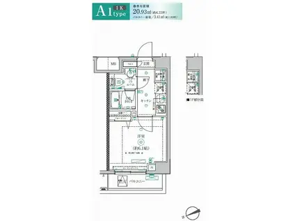 リルシア横濱弘明寺(1K/2階)の間取り写真