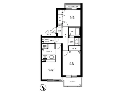 上目黒小川坂ハイツ(2DK/2階)の間取り写真