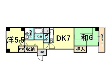 エスペランスボヌール(2DK/5階)の間取り写真