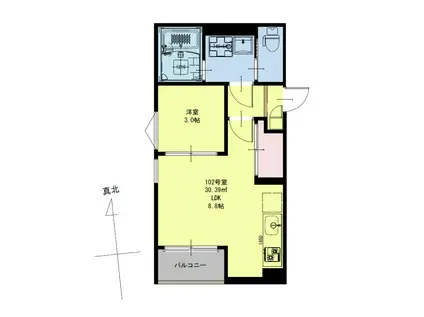 REGALEST鹿野(1LDK/1階)の間取り写真