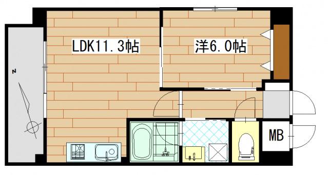 コリエンテ大宮(1LDK/1階)の間取り写真