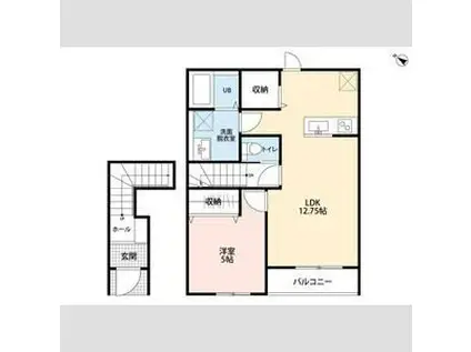 リーブルファイン鴻巣大間(1LDK/2階)の間取り写真