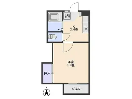 プレミールコートA(1K/1階)の間取り写真