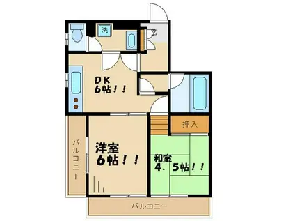 アーデンハウス(2DK/4階)の間取り写真