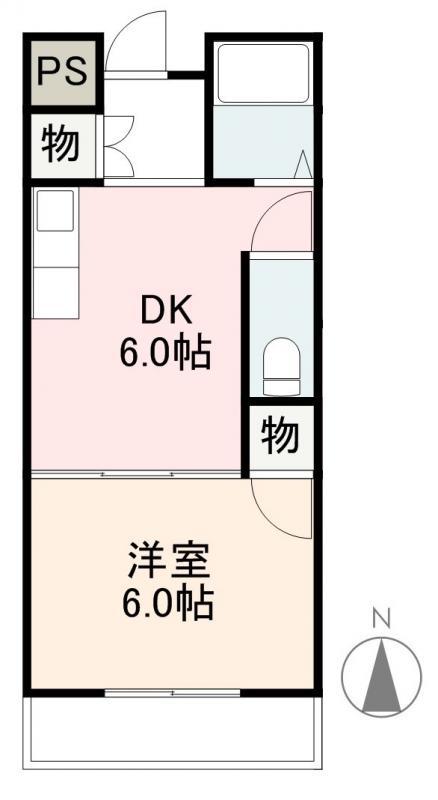 伊鍋ハイツ(1DK/1階)の間取り写真