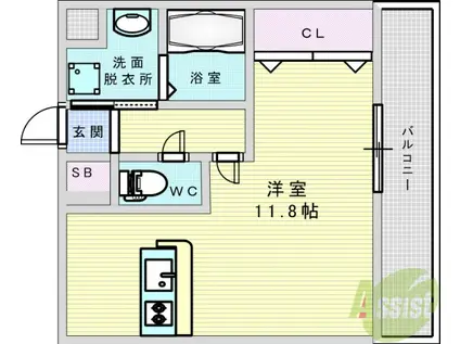 JR東海道本線 吹田駅(JR) 徒歩5分 4階建 築18年(ワンルーム/4階)の間取り写真