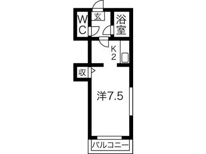 メゾンにれの樹(1K/2階)の間取り写真