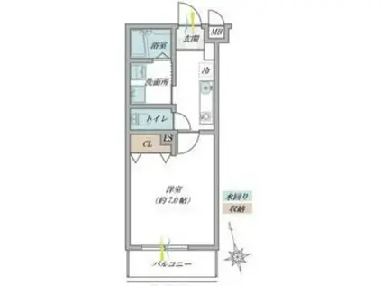ブルメリア阪大前(1K/3階)の間取り写真