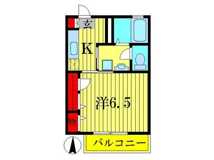 フルール・パンセ(1K/1階)の間取り写真