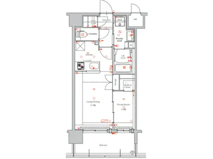 ネストピア博多SIDE TERRACE(1LDK/8階)の間取り写真