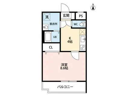 ヒーローマンション黄金II(1K/2階)の間取り写真
