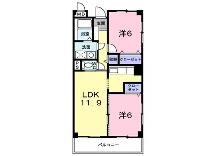 エテルノ・スクウェア(2LDK/2階)の間取り写真