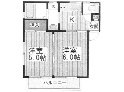 山田ハイツ(2K/1階)の間取り写真