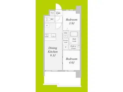 セレニテフラン谷町四丁目アリエ(2DK/4階)の間取り写真