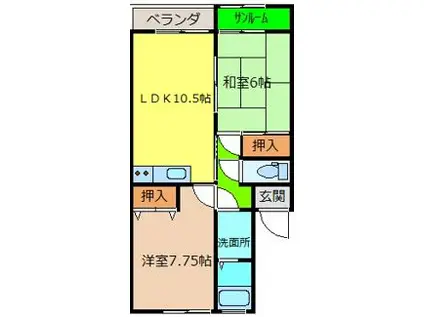 ドリーム21 I(2LDK/2階)の間取り写真