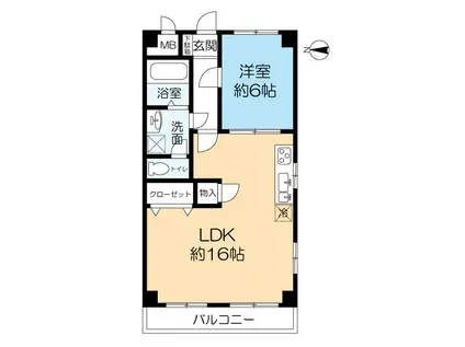 コーラル武庫之荘(1LDK/3階)の間取り写真