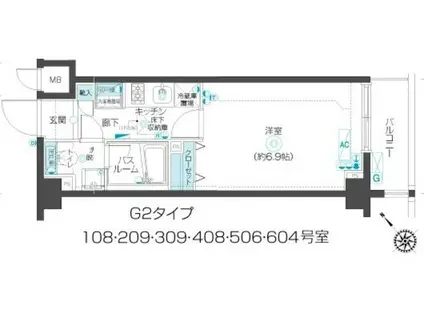 フェニックス練馬桜台(1K/2階)の間取り写真