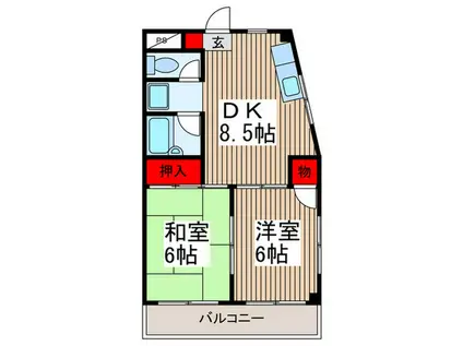 宮ハイツ(2DK/3階)の間取り写真