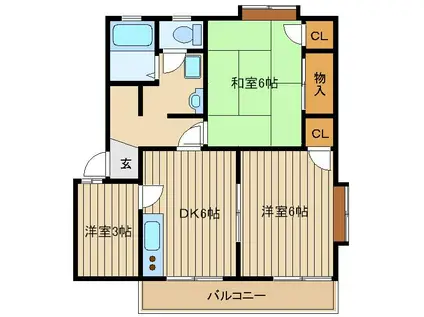 ボナール泉(2SDK/2階)の間取り写真