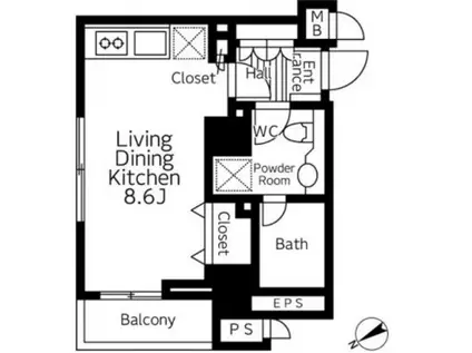 レジデンス広尾(ワンルーム/5階)の間取り写真