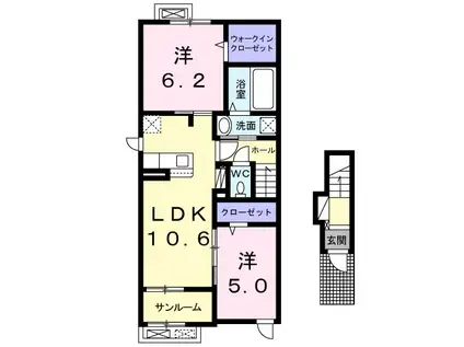 セレーノ II(2LDK/2階)の間取り写真