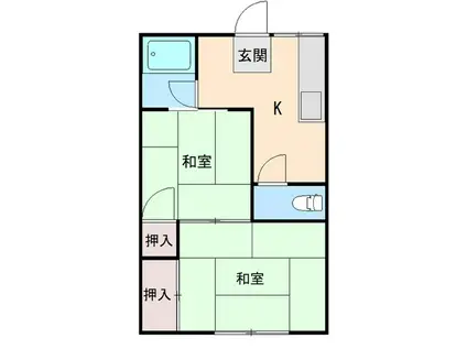 荒井荘(2K/2階)の間取り写真