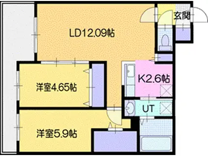 千歳市末広4丁目MS(2LDK/1階)の間取り写真