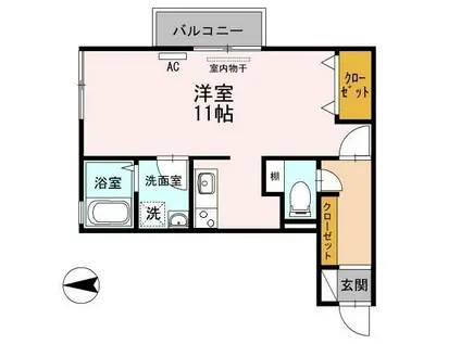 リビングタウン神原 B棟(ワンルーム/2階)の間取り写真