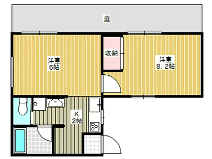 落合テラスハウス(1DK/1階)の間取り写真