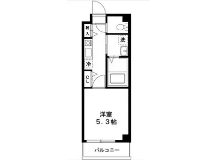 2NDブレスト(1K/3階)の間取り写真